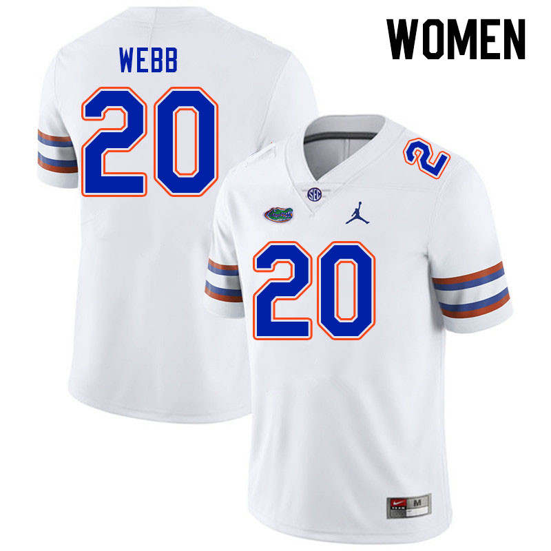 Women #20 Treyaun Webb Florida Gators College Football Jerseys Stitched-White - Click Image to Close